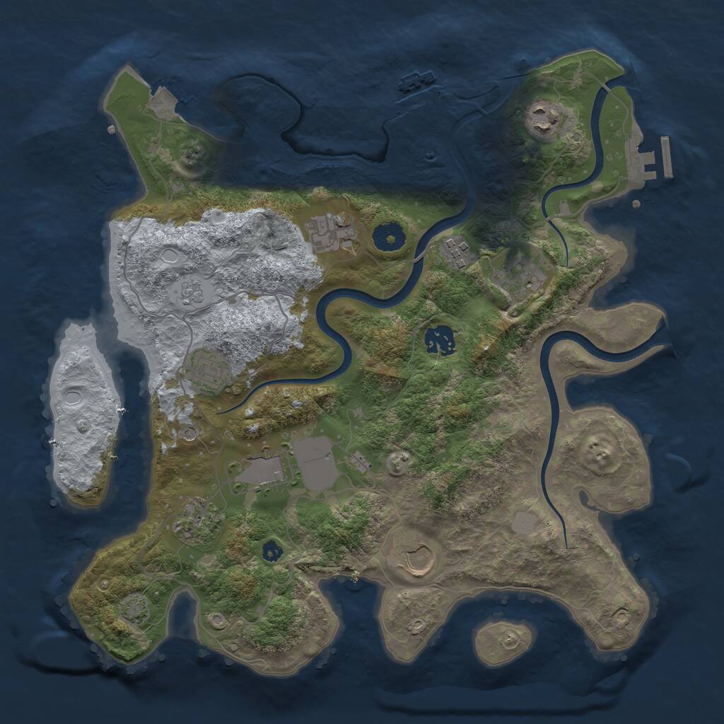Rust Map: Procedural Map, Size: 3500, Seed: 70376262, 15 Monuments