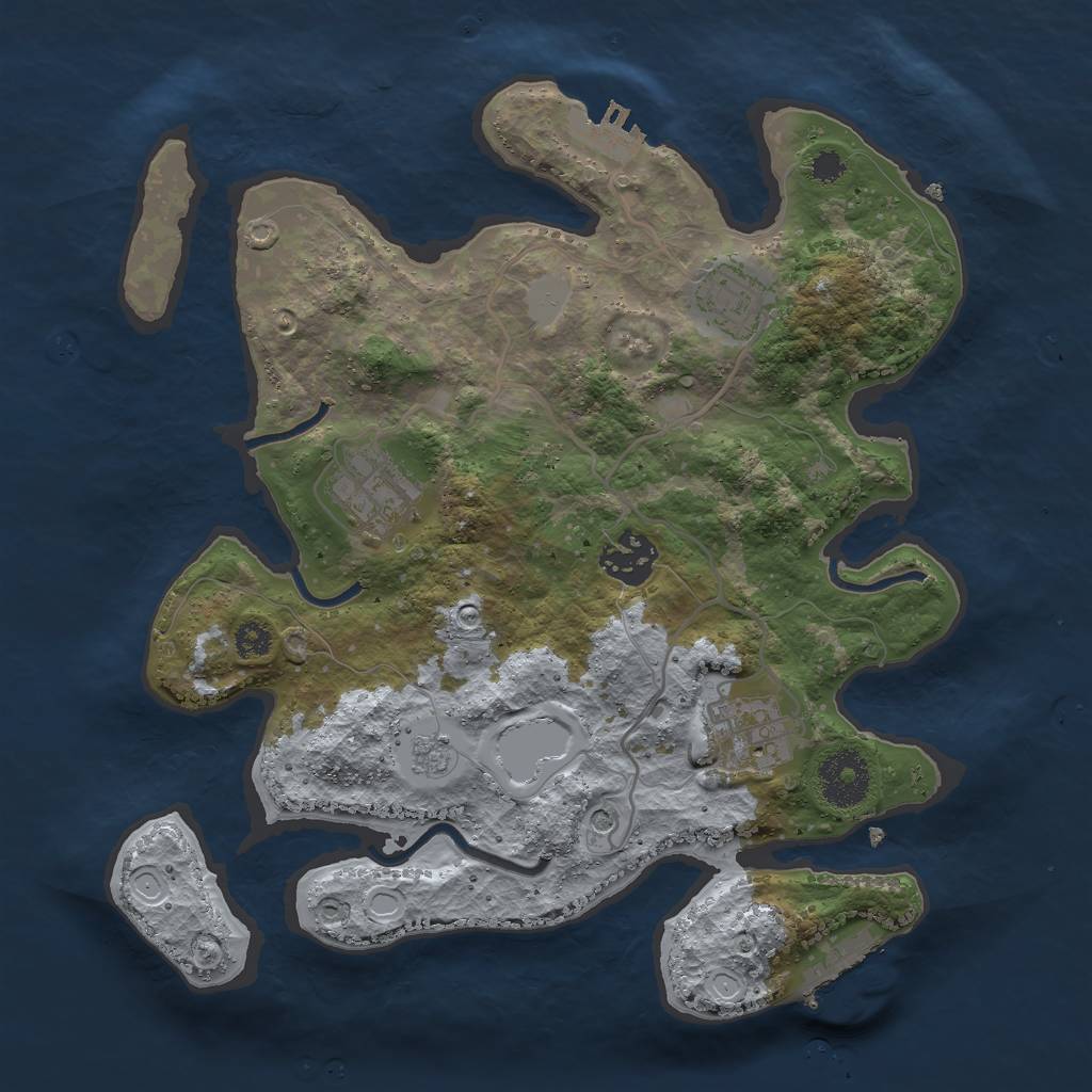 Rust Map: Procedural Map, Size: 3000, Seed: 39382, 11 Monuments