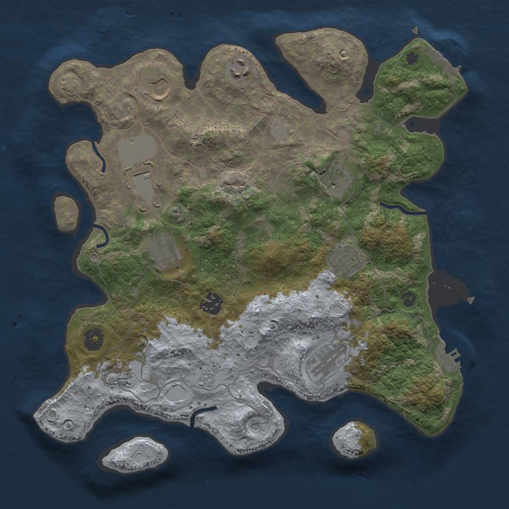 Rust Map: Procedural Map, Size: 3500, Seed: 526173886, 17 Monuments