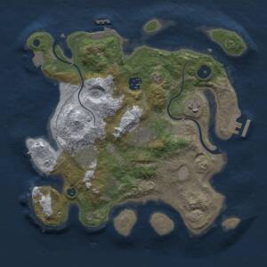 Thumbnail Rust Map: Procedural Map, Size: 3000, Seed: 1559180263, 9 Monuments