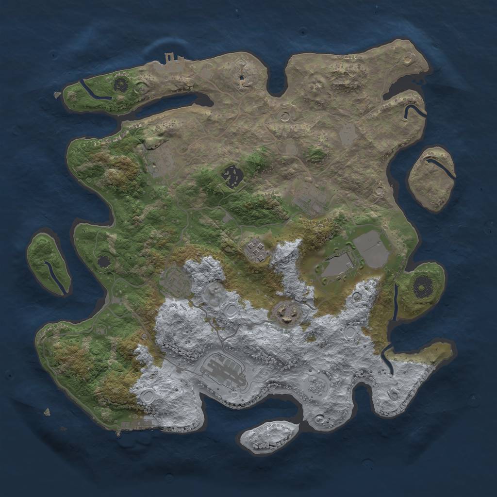 Rust Map: Procedural Map, Size: 3500, Seed: 9542096, 15 Monuments