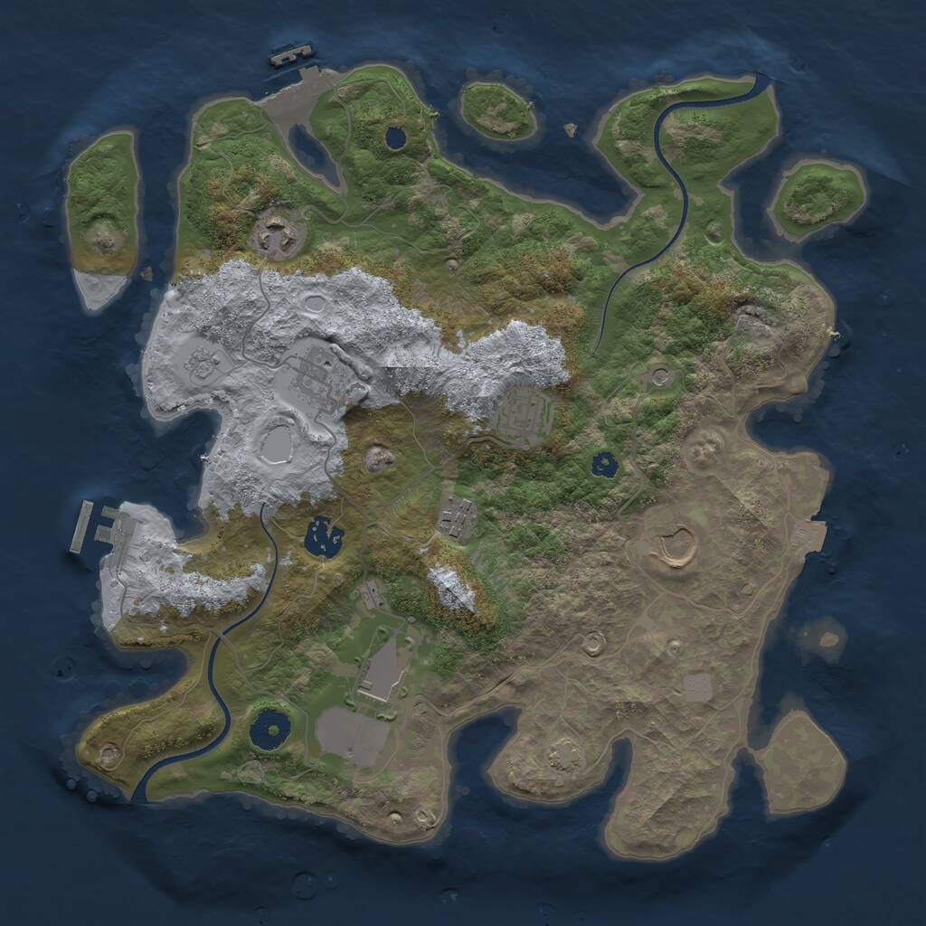 Rust Map: Procedural Map, Size: 3500, Seed: 18498823, 13 Monuments