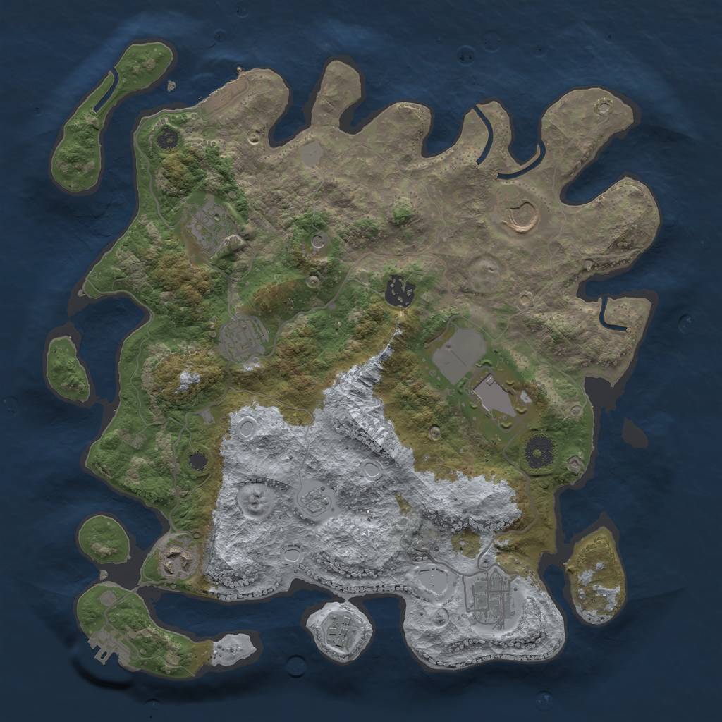 Rust Map: Procedural Map, Size: 3500, Seed: 30323180, 15 Monuments
