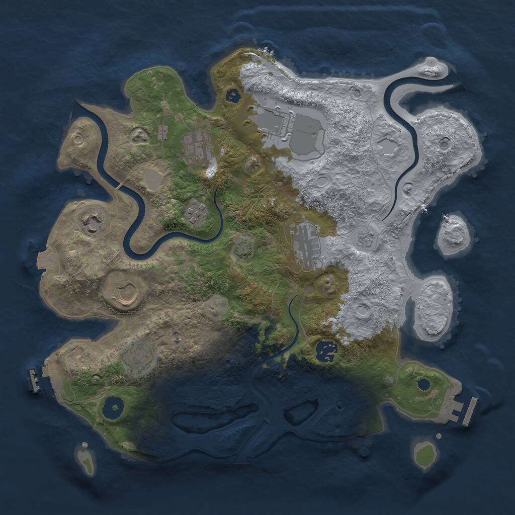 Rust Map: Procedural Map, Size: 3500, Seed: 837415722, 14 Monuments
