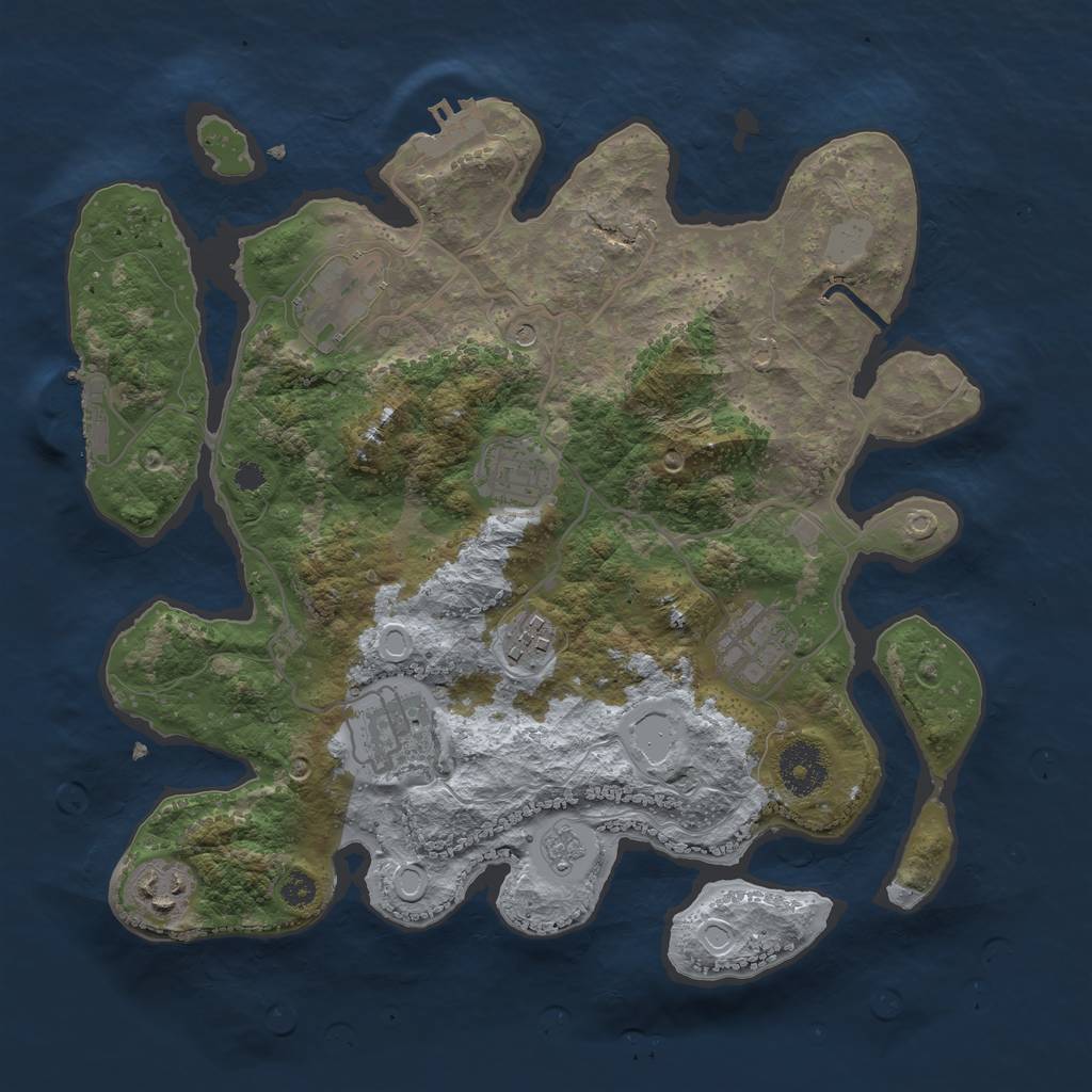 Rust Map: Procedural Map, Size: 3250, Seed: 283904116, 13 Monuments