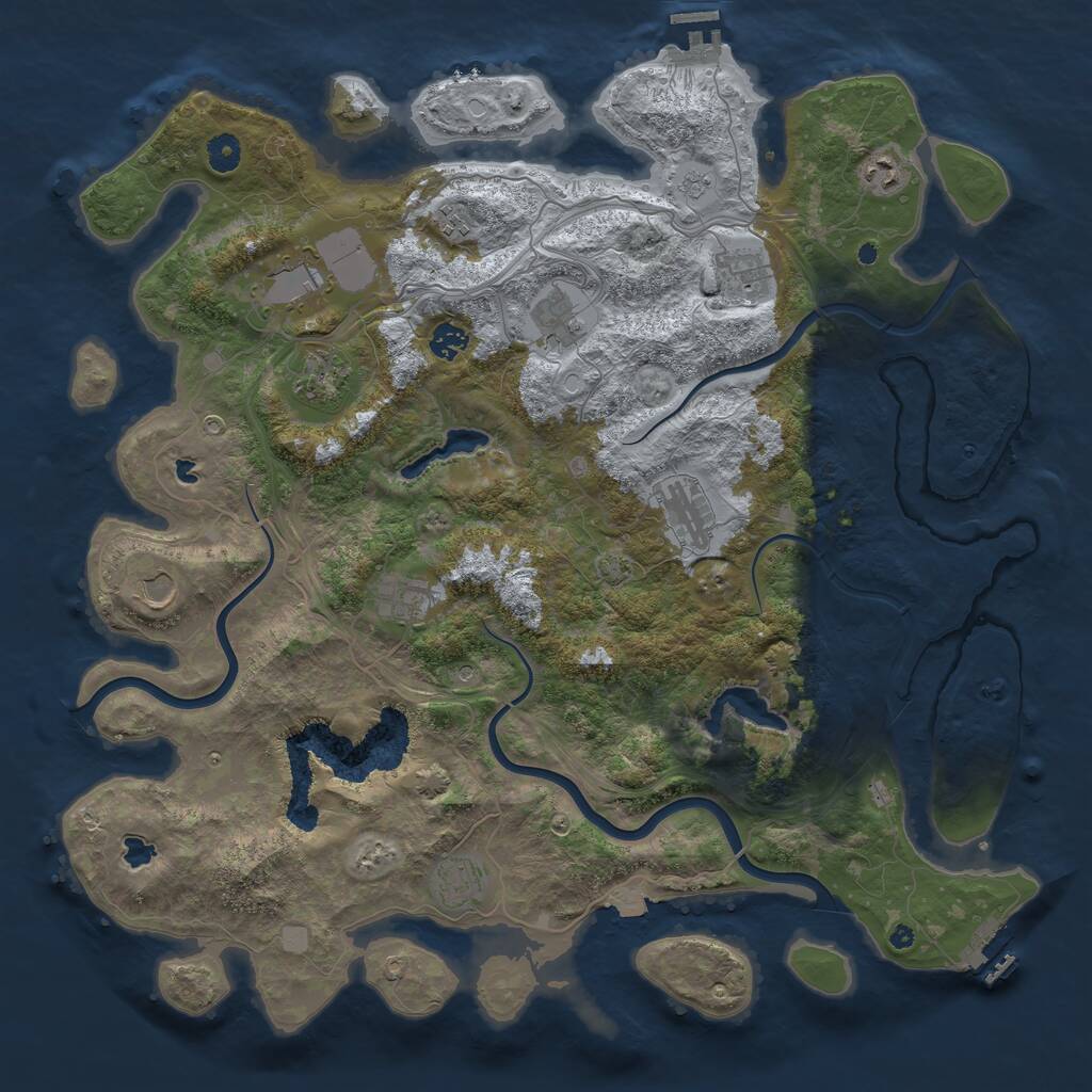 Rust Map: Procedural Map, Size: 4500, Seed: 543217837, 17 Monuments