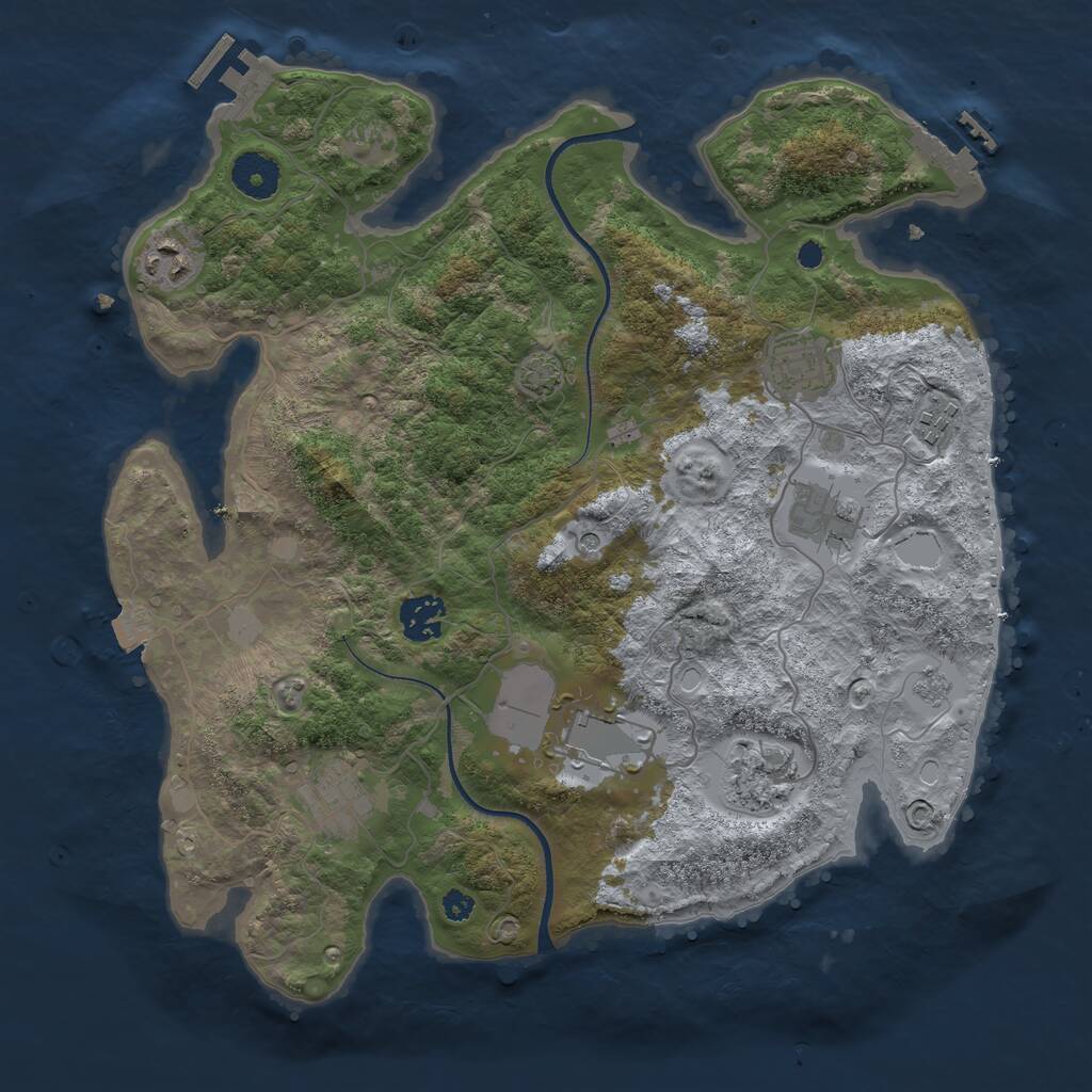Rust Map: Procedural Map, Size: 3500, Seed: 87565983, 14 Monuments