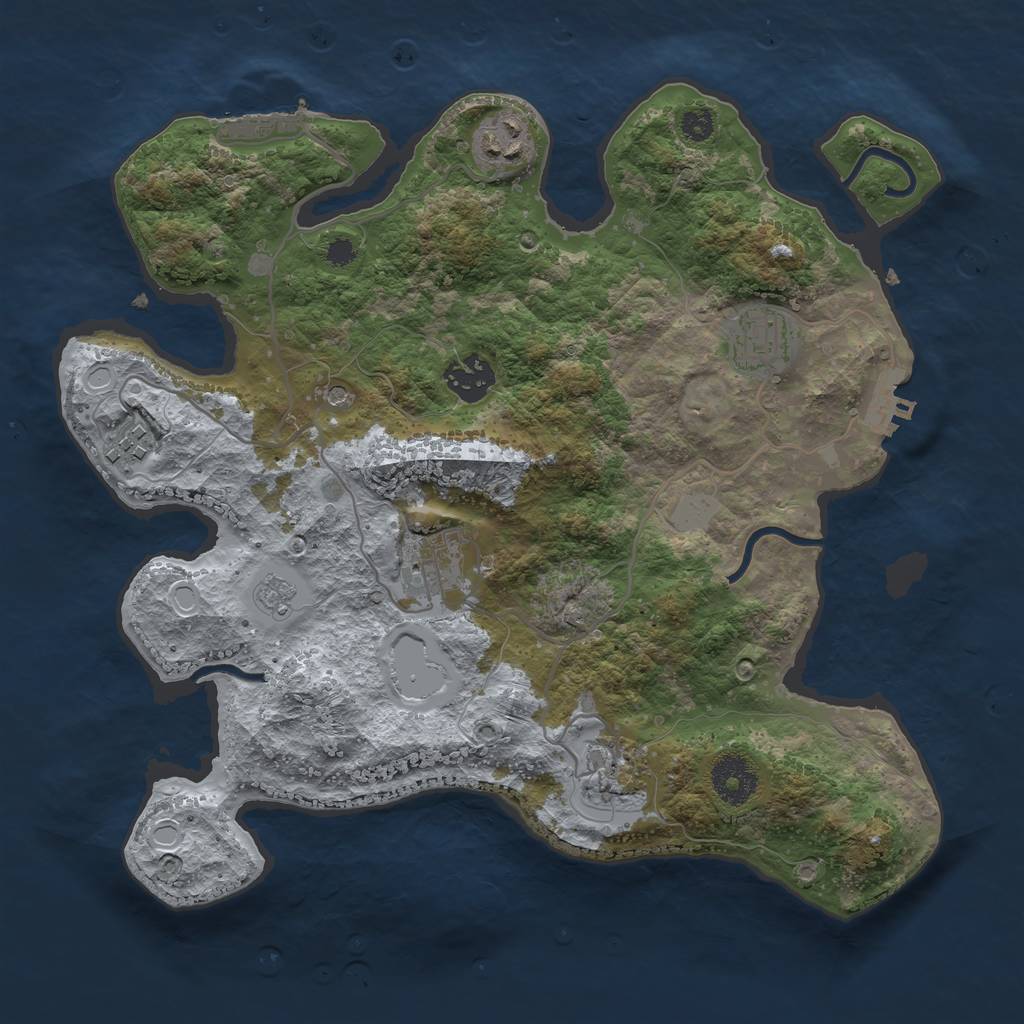 Rust Map: Procedural Map, Size: 3250, Seed: 158535416, 13 Monuments