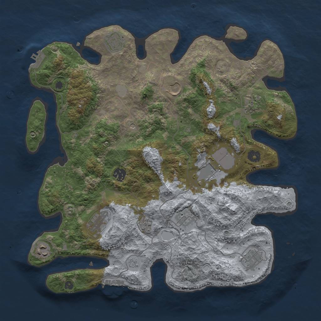 Rust Map: Procedural Map, Size: 3750, Seed: 1928185999, 17 Monuments