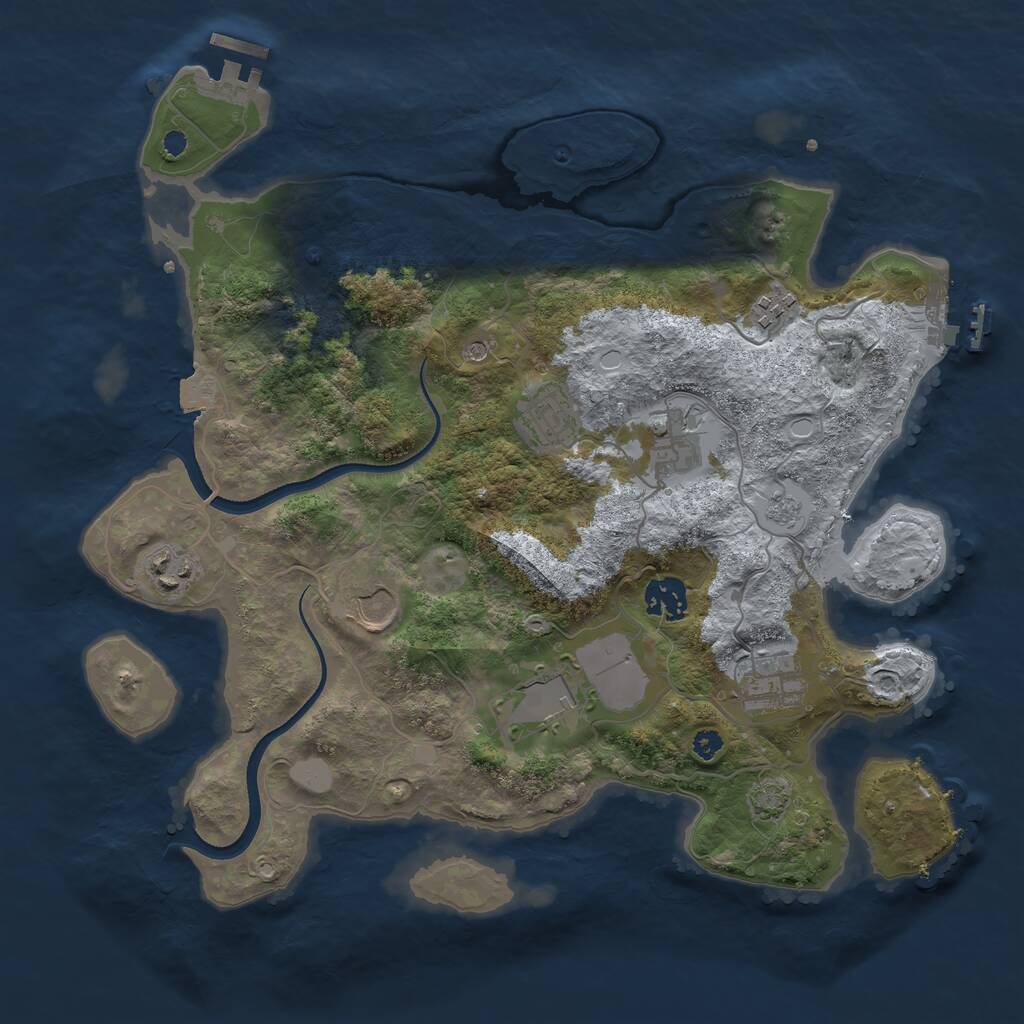 Rust Map: Procedural Map, Size: 3500, Seed: 1155152598, 14 Monuments