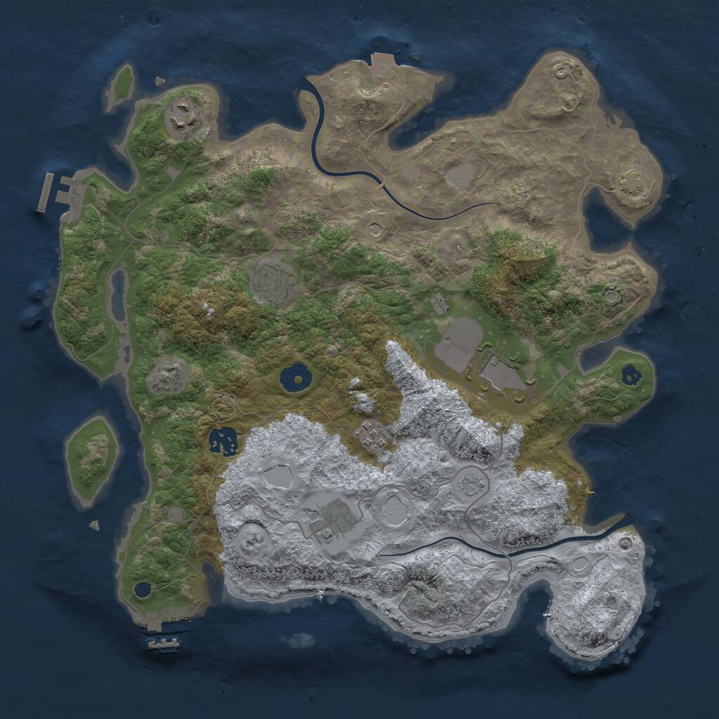 Rust Map: Procedural Map, Size: 3600, Seed: 19642, 12 Monuments