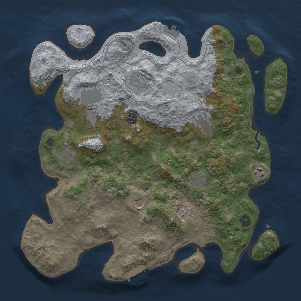 Rust Map: Procedural Map, Size: 4000, Seed: 30780, 16 Monuments
