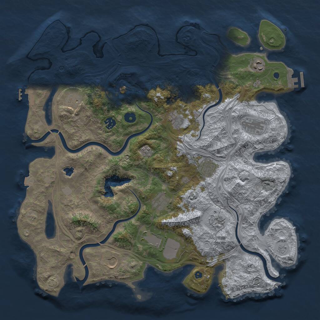 Rust Map: Procedural Map, Size: 4250, Seed: 513716647, 16 Monuments