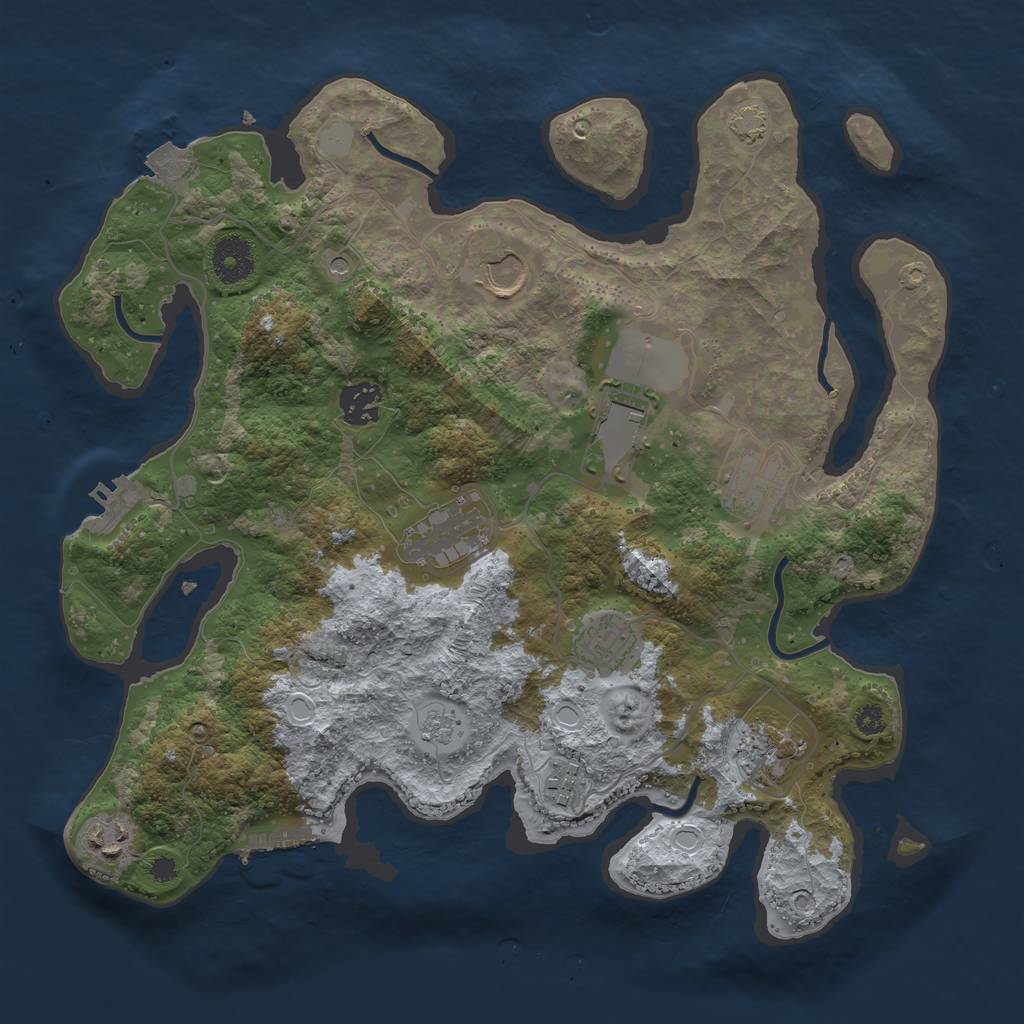 Rust Map: Procedural Map, Size: 3500, Seed: 60629142, 17 Monuments