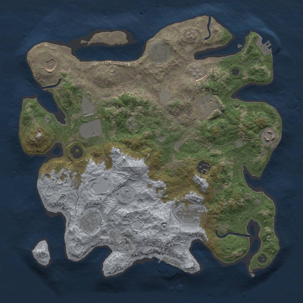 Rust Map: Procedural Map, Size: 3500, Seed: 89753144, 16 Monuments