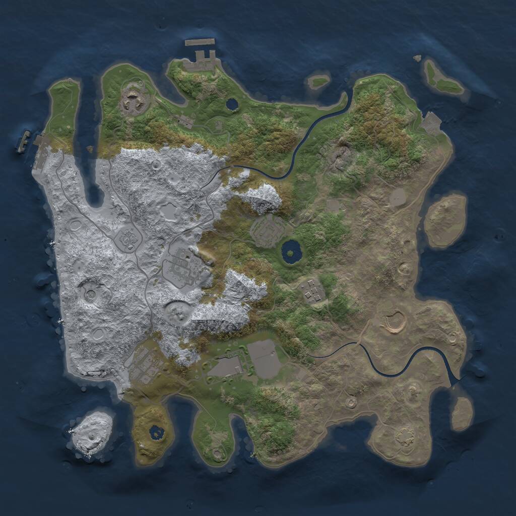Rust Map: Procedural Map, Size: 3500, Seed: 3741472, 13 Monuments