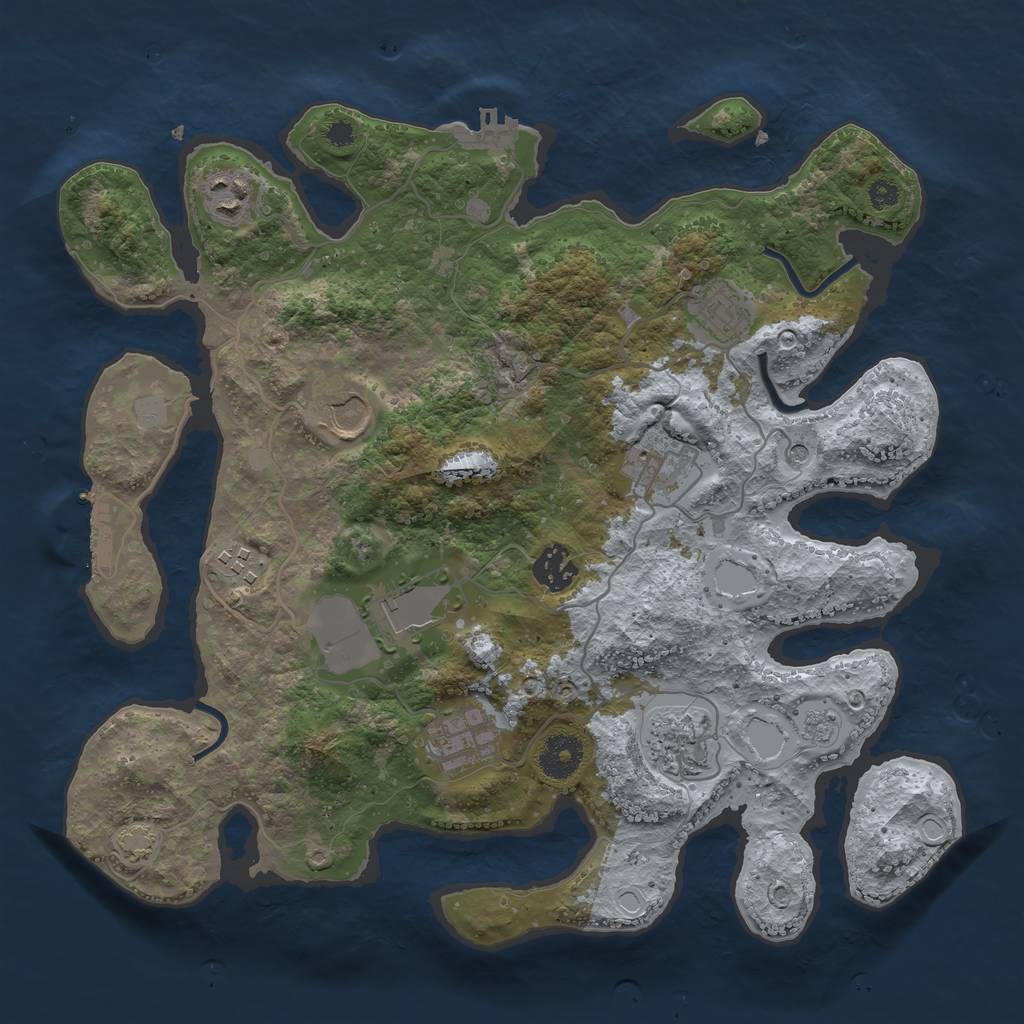 Rust Map: Procedural Map, Size: 3500, Seed: 51370324, 16 Monuments