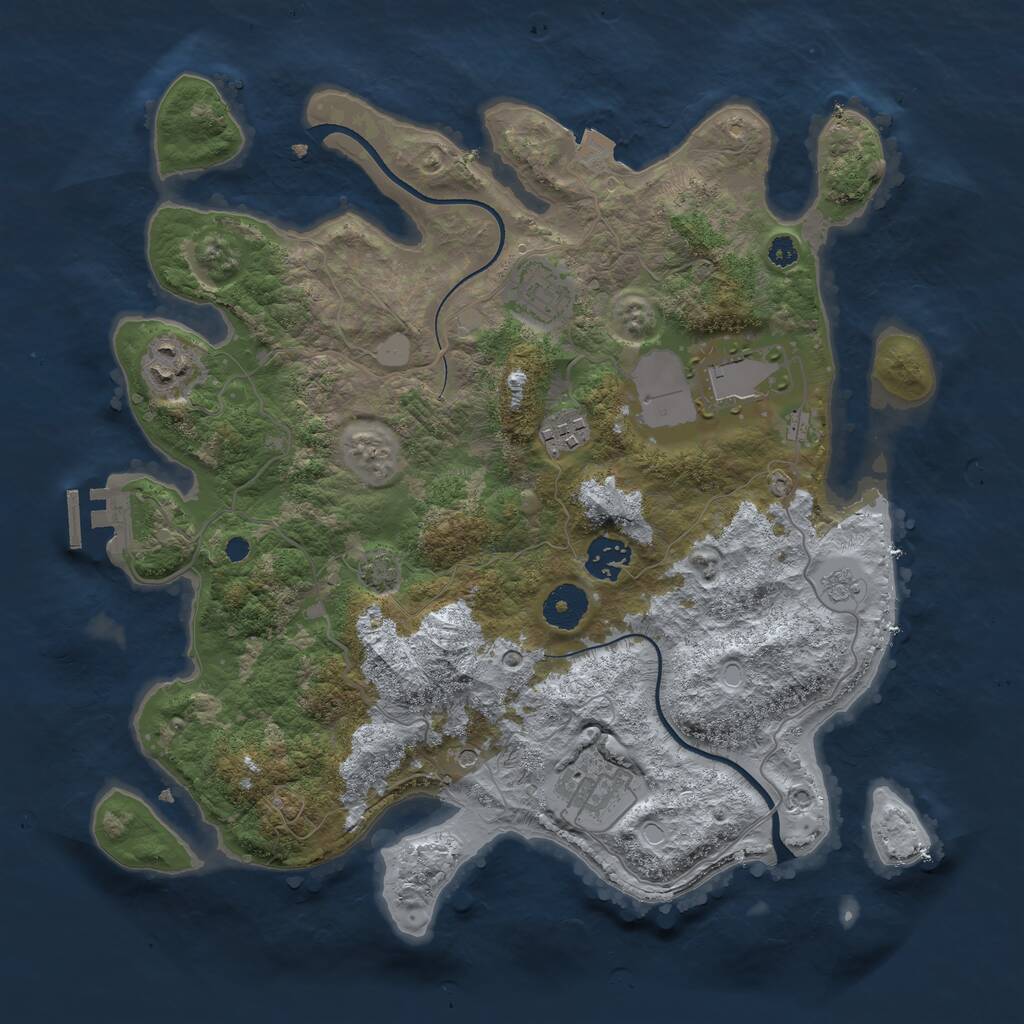 Rust Map: Procedural Map, Size: 3500, Seed: 58382506, 11 Monuments