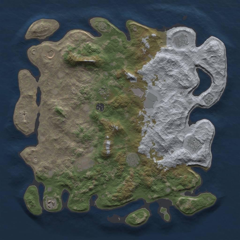 Rust Map: Barren, Size: 4250, Seed: 576257625, 14 Monuments