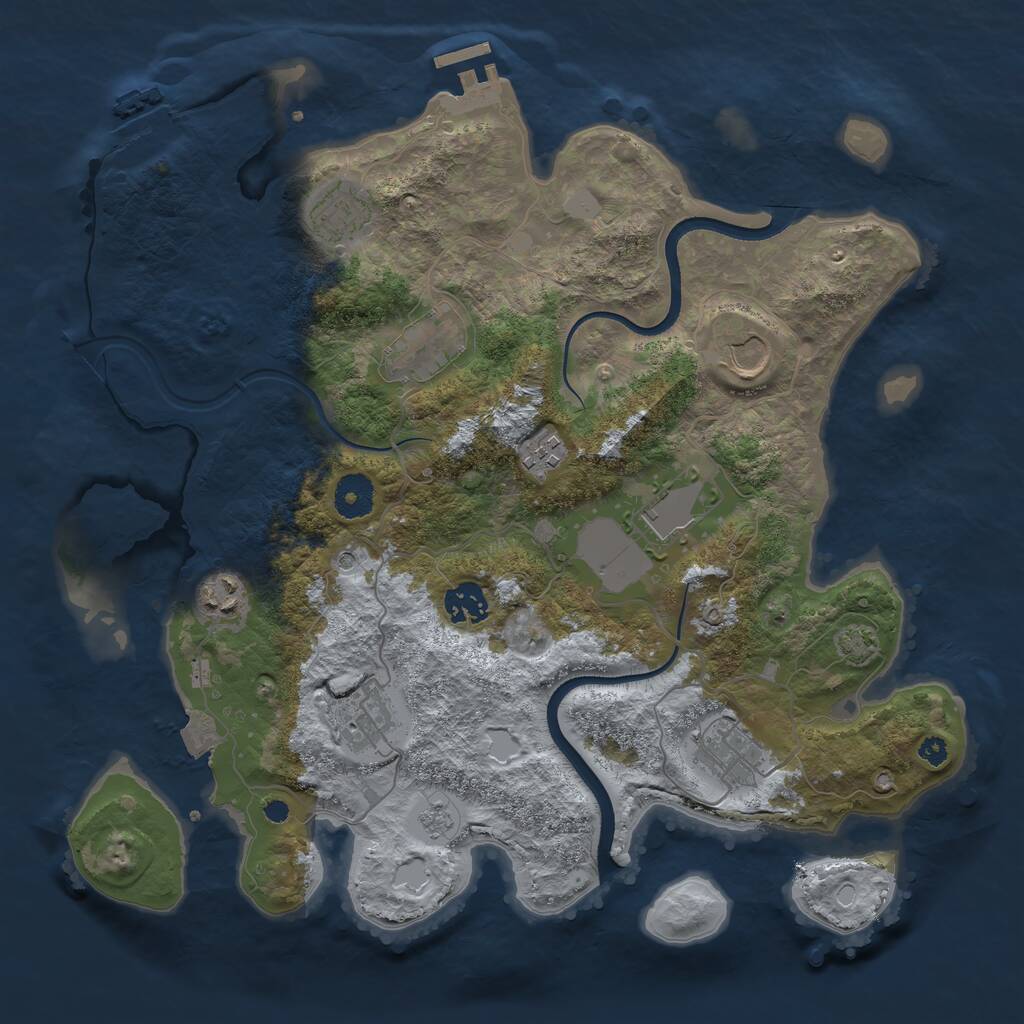Rust Map: Procedural Map, Size: 3600, Seed: 2162023, 15 Monuments