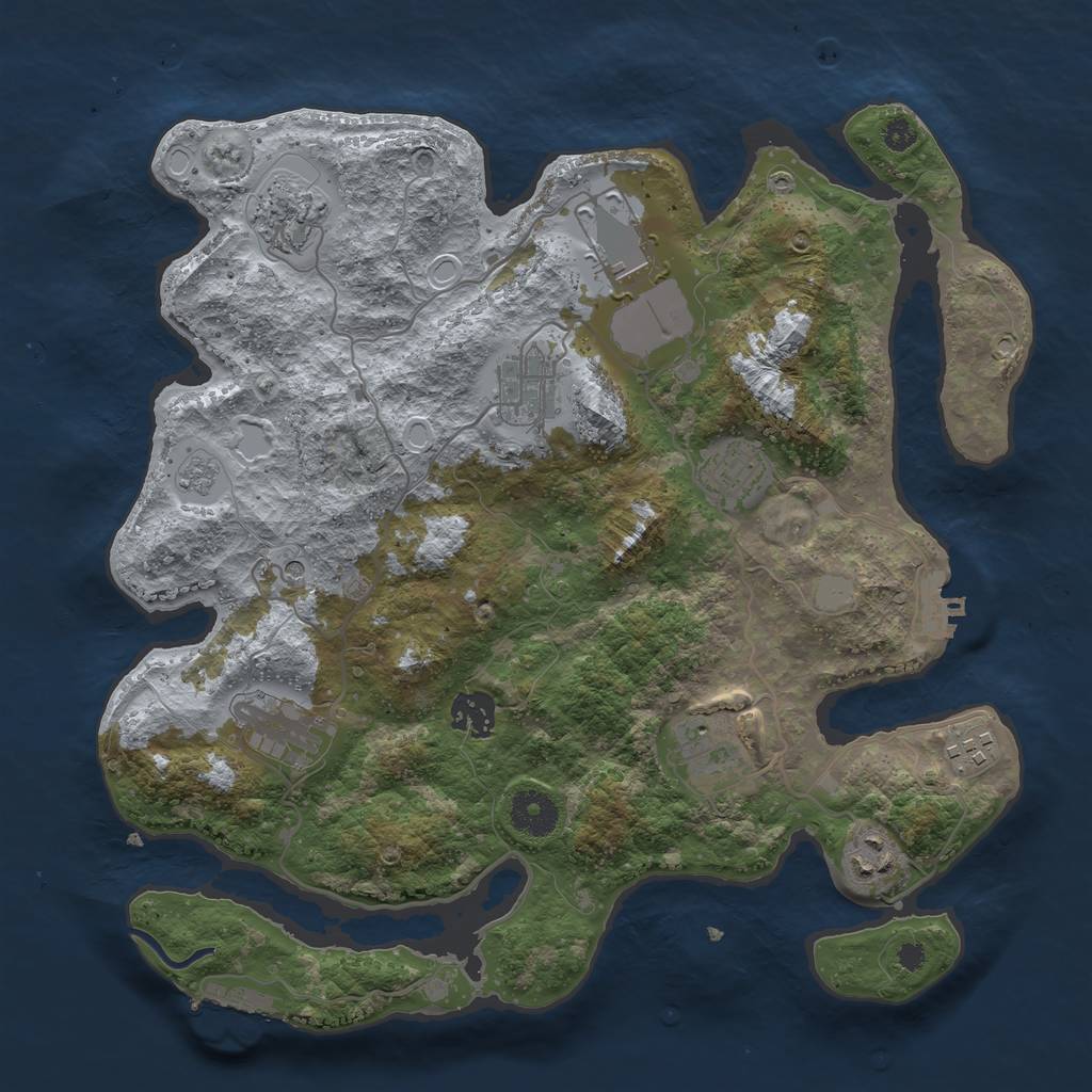 Rust Map: Procedural Map, Size: 3500, Seed: 558809852, 16 Monuments