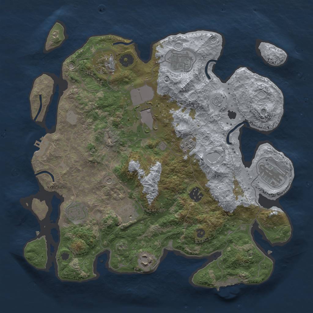 Rust Map: Procedural Map, Size: 3500, Seed: 18606462, 16 Monuments
