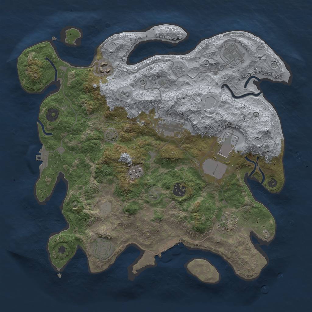 Rust Map: Procedural Map, Size: 3500, Seed: 5430, 16 Monuments