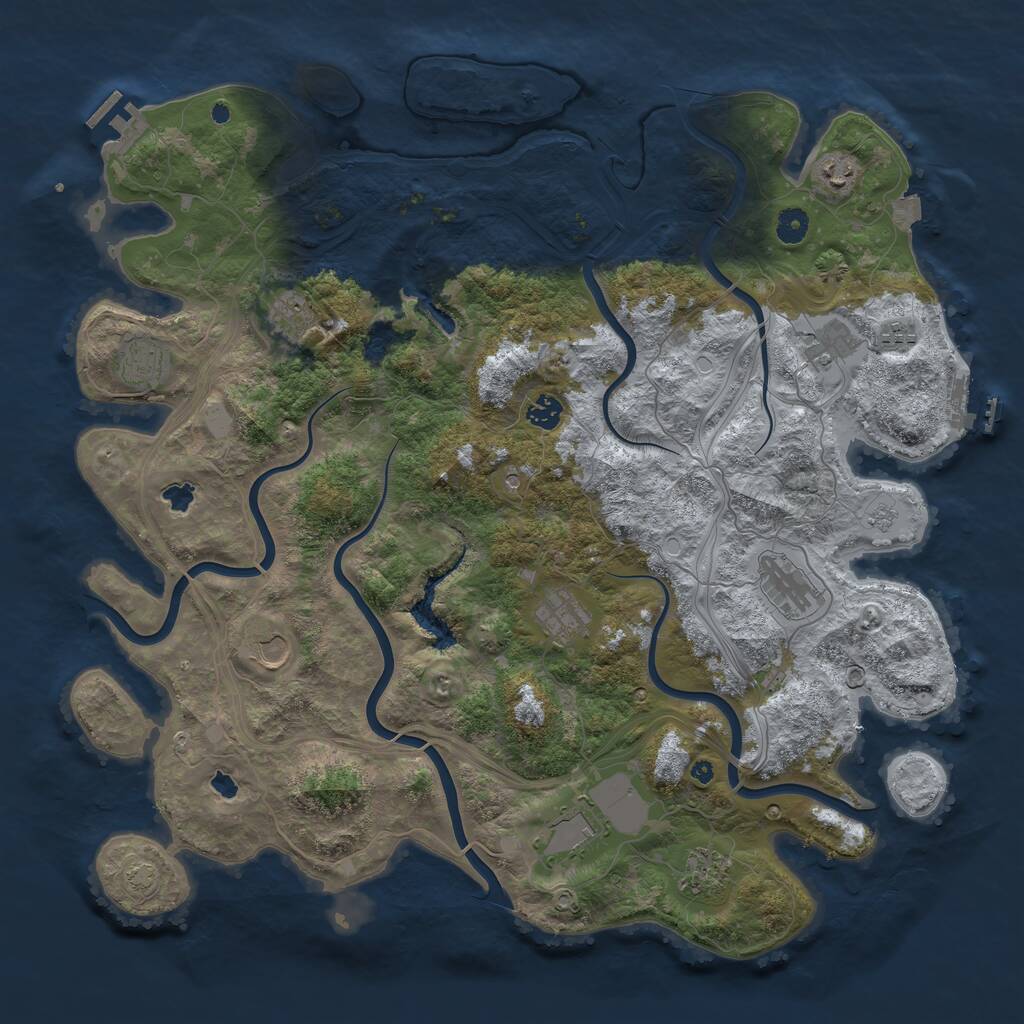 Rust Map: Procedural Map, Size: 4500, Seed: 275477, 17 Monuments