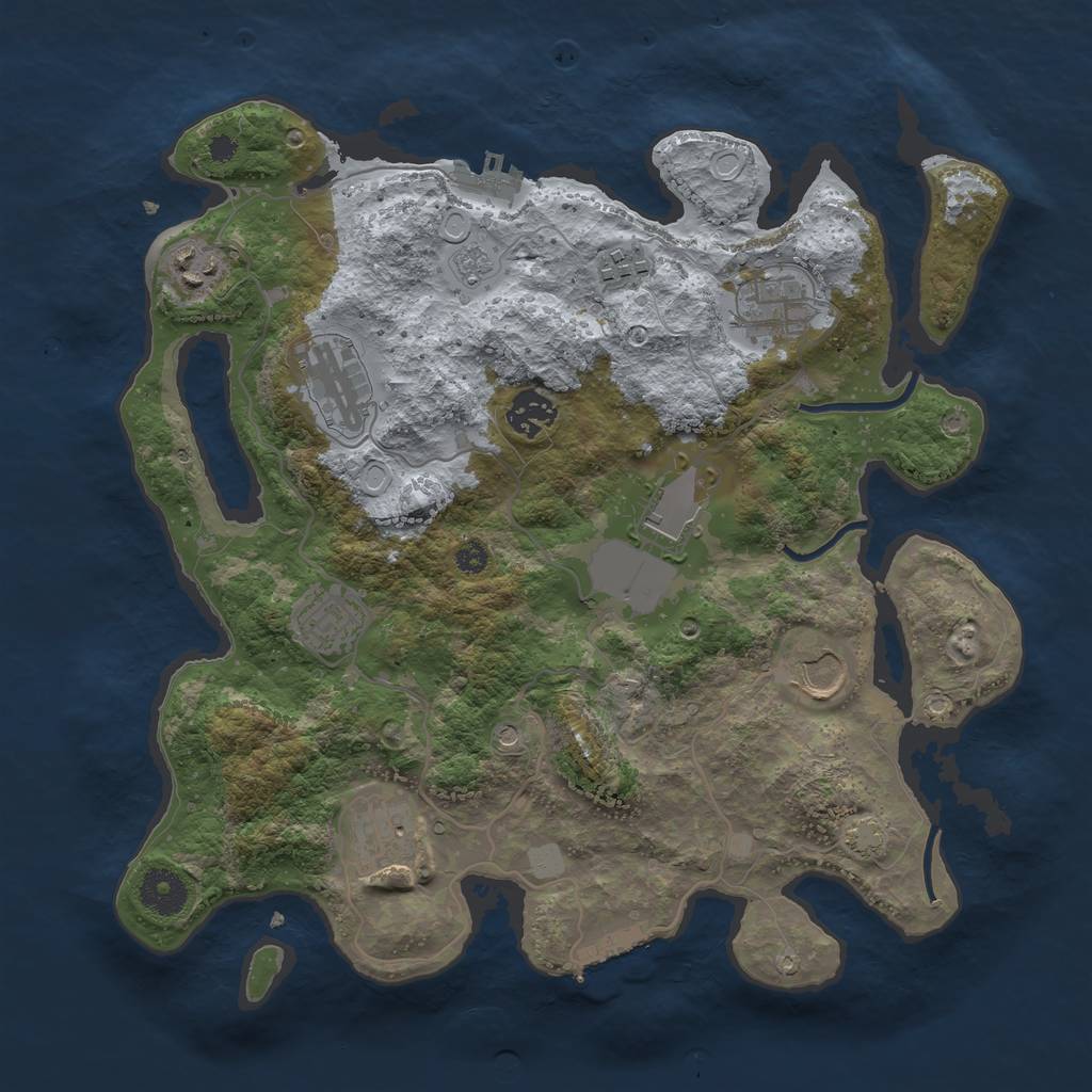 Rust Map: Procedural Map, Size: 3500, Seed: 78732756, 17 Monuments