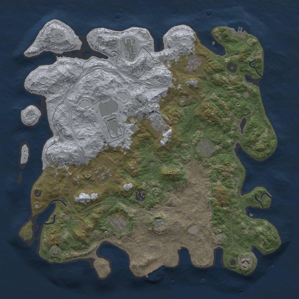 Rust Map: Procedural Map, Size: 4250, Seed: 6407442, 18 Monuments