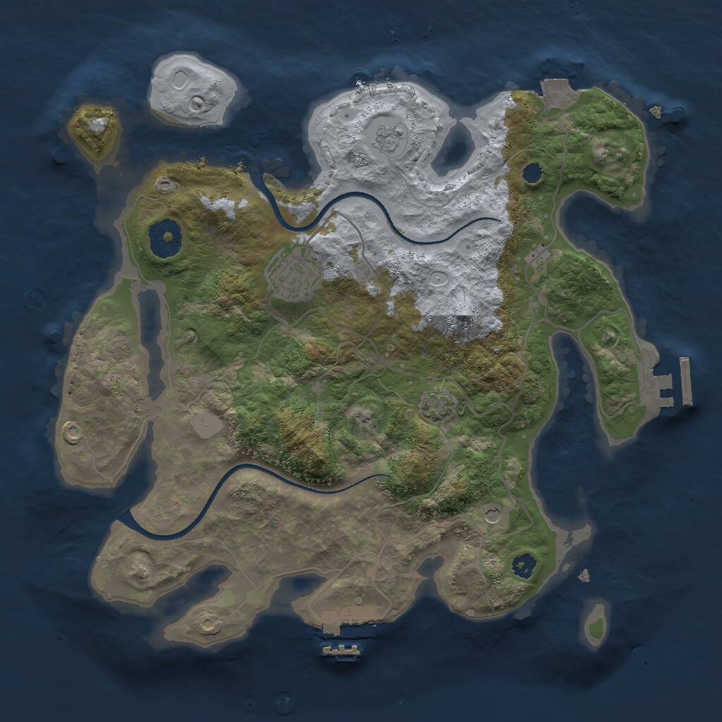Rust Map: Procedural Map, Size: 3000, Seed: 1580103590, 7 Monuments