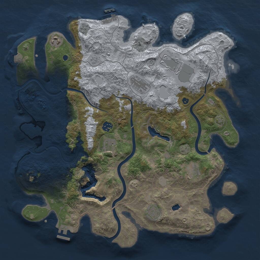 Rust Map: Procedural Map, Size: 4000, Seed: 195671098, 14 Monuments