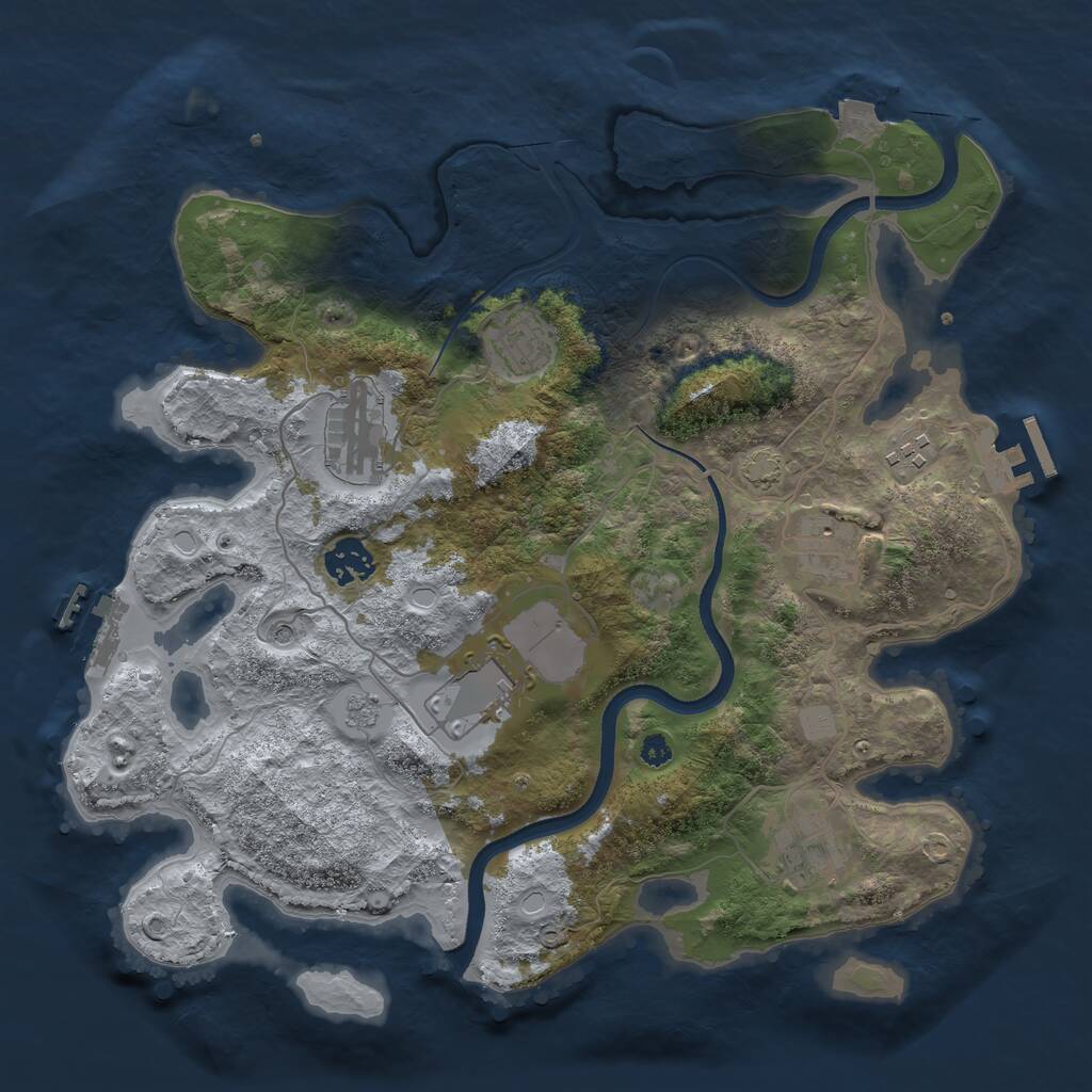 Rust Map: Procedural Map, Size: 3500, Seed: 1323236692, 13 Monuments