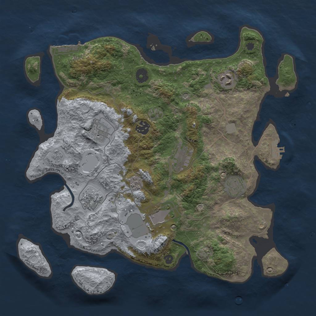 Rust Map: Procedural Map, Size: 3500, Seed: 25978466, 16 Monuments