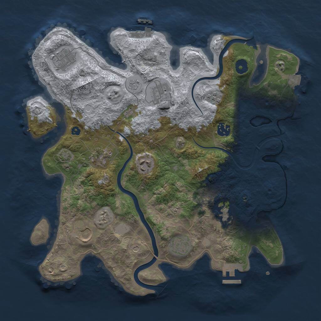 Rust Map: Procedural Map, Size: 3500, Seed: 689761315, 15 Monuments