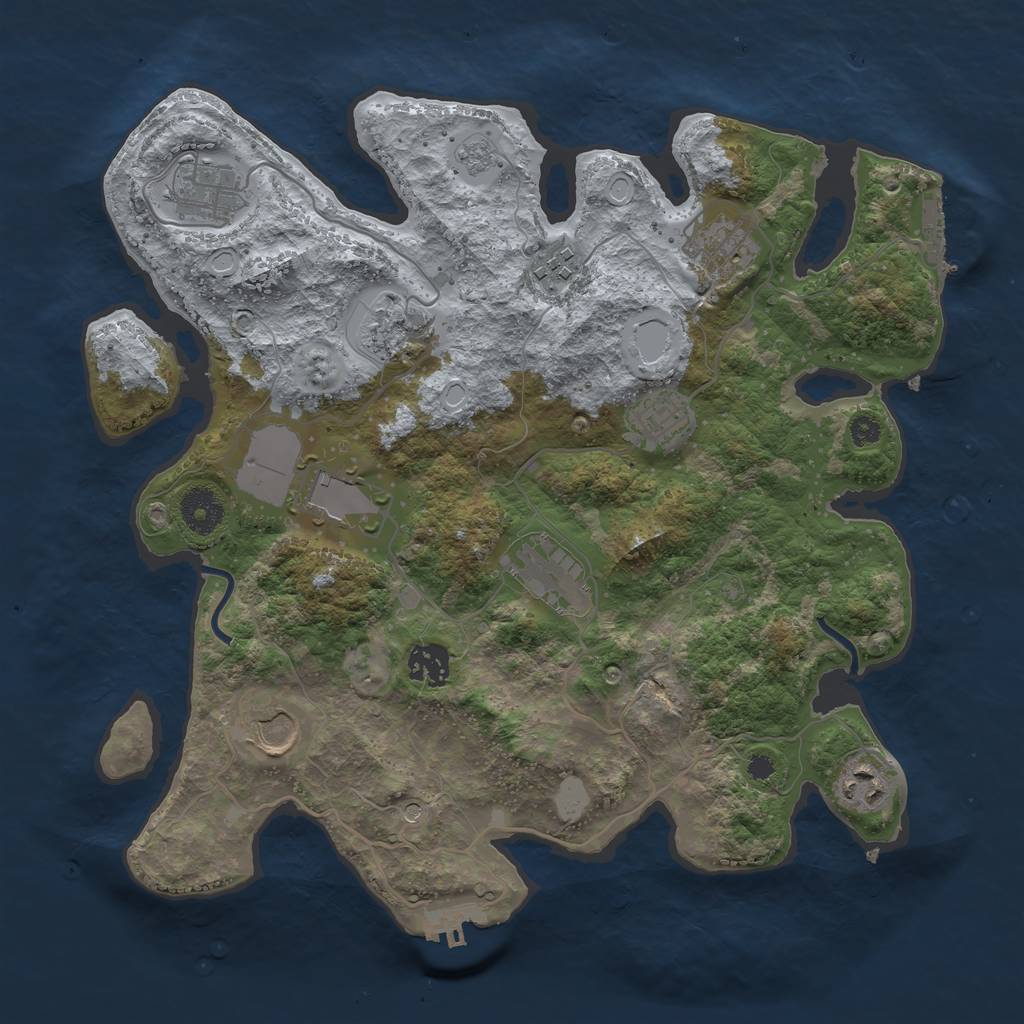 Rust Map: Procedural Map, Size: 3500, Seed: 689761315, 17 Monuments