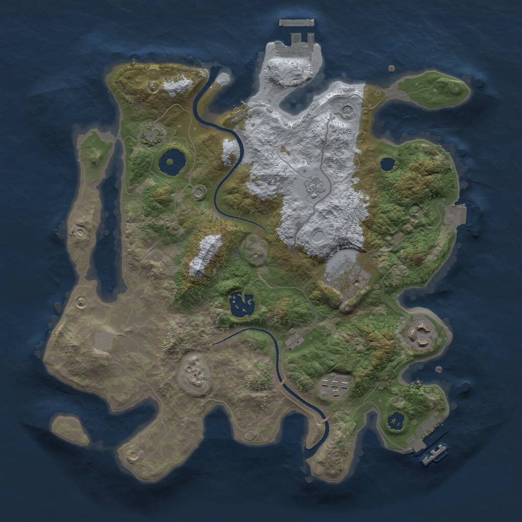 Rust Map: Procedural Map, Size: 3000, Seed: 107163419, 10 Monuments