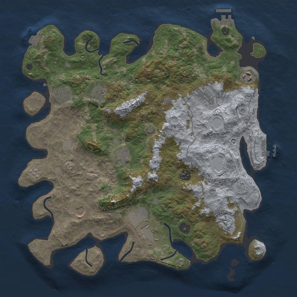 Rust Map: Procedural Map, Size: 4000, Seed: 787945470, 18 Monuments