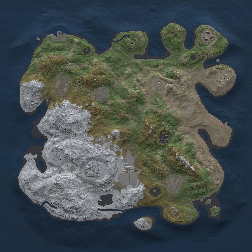 Rust Map: Procedural Map, Size: 3500, Seed: 841351155, 16 Monuments