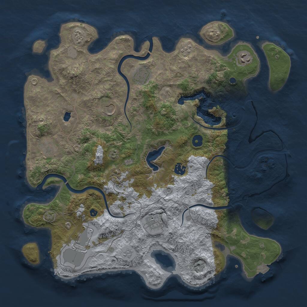 Rust Map: Procedural Map, Size: 4000, Seed: 452827179, 13 Monuments