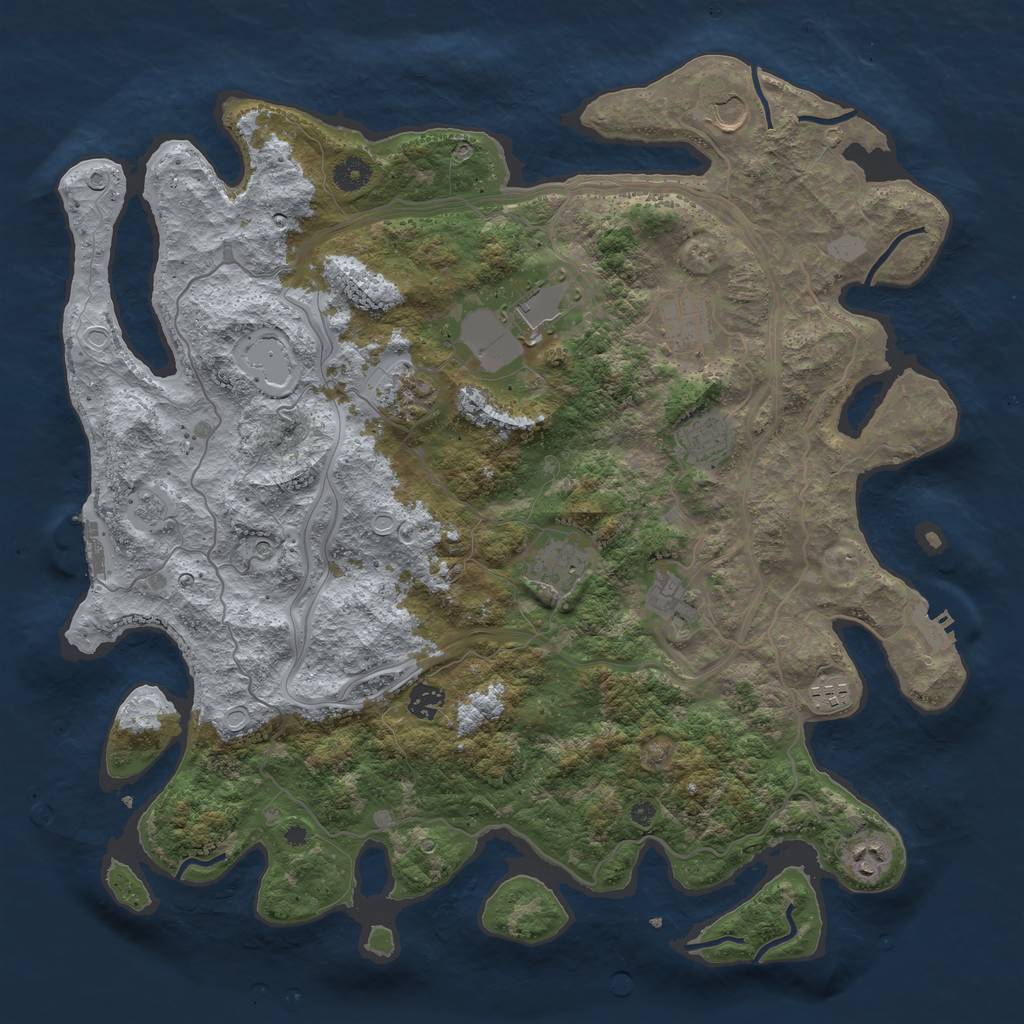 Rust Map: Procedural Map, Size: 4250, Seed: 1964453933, 17 Monuments
