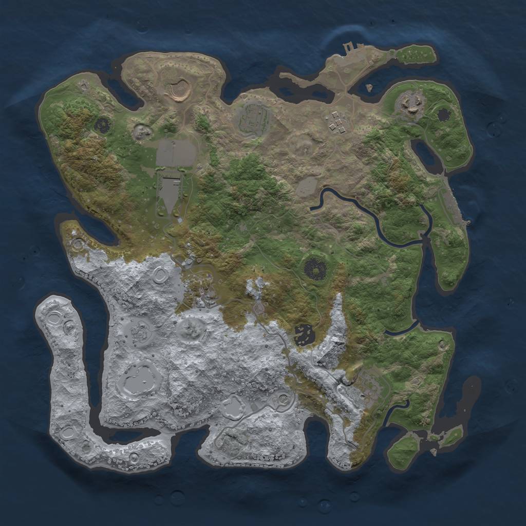 Rust Map: Procedural Map, Size: 3500, Seed: 34669624, 15 Monuments