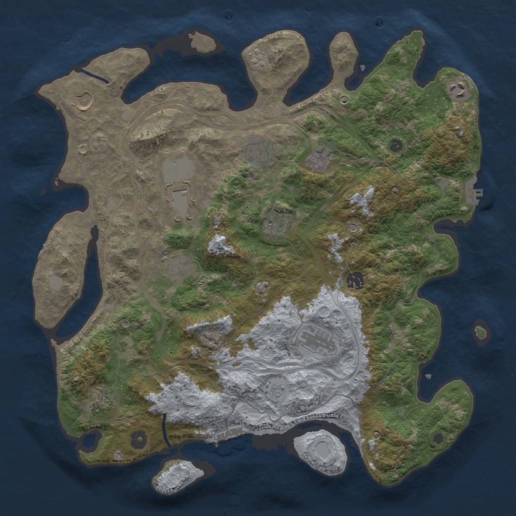 Rust Map: Procedural Map, Size: 4250, Seed: 1461153907, 18 Monuments
