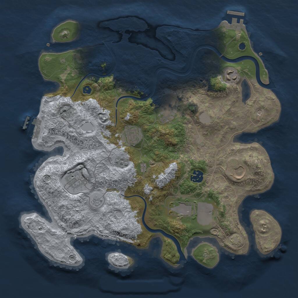 Rust Map: Procedural Map, Size: 3500, Seed: 825255584, 14 Monuments