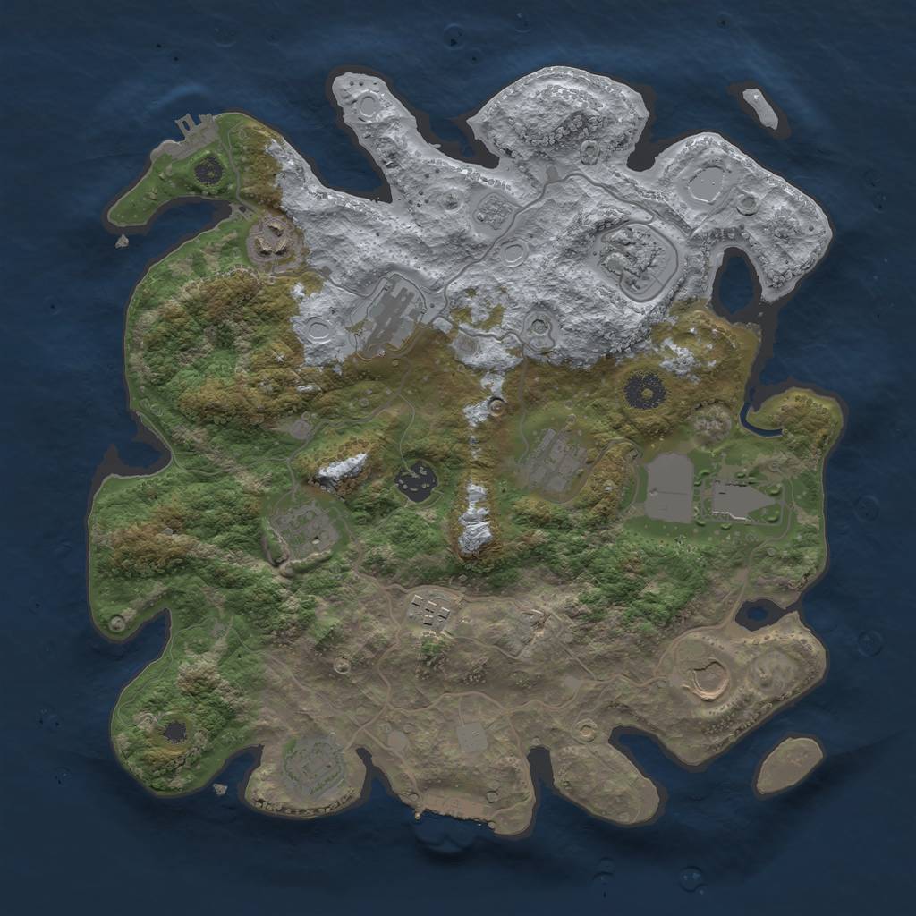 Rust Map: Procedural Map, Size: 3500, Seed: 475500068, 17 Monuments