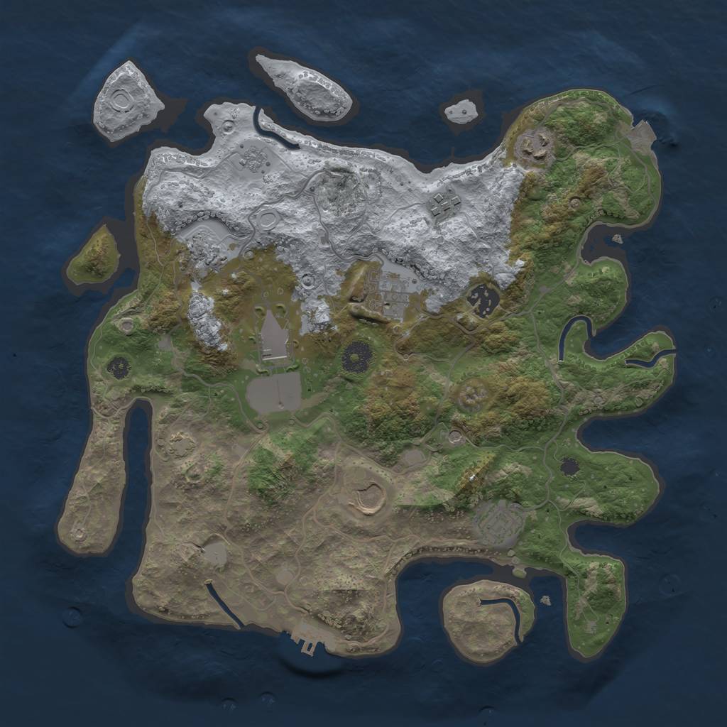 Rust Map: Procedural Map, Size: 3500, Seed: 129942084, 15 Monuments