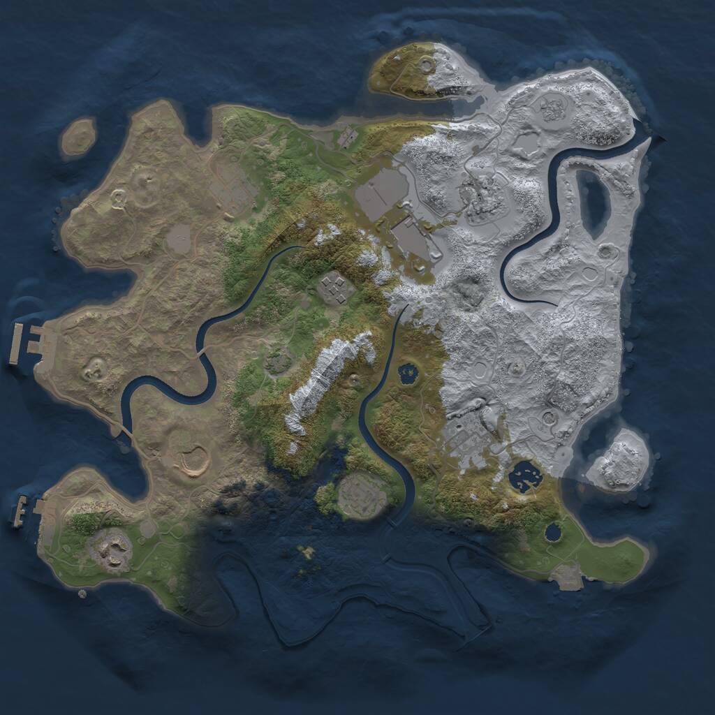 Rust Map: Procedural Map, Size: 3500, Seed: 737438623, 15 Monuments
