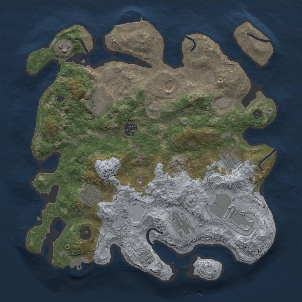 Rust Map: Procedural Map, Size: 3500, Seed: 87660391, 16 Monuments