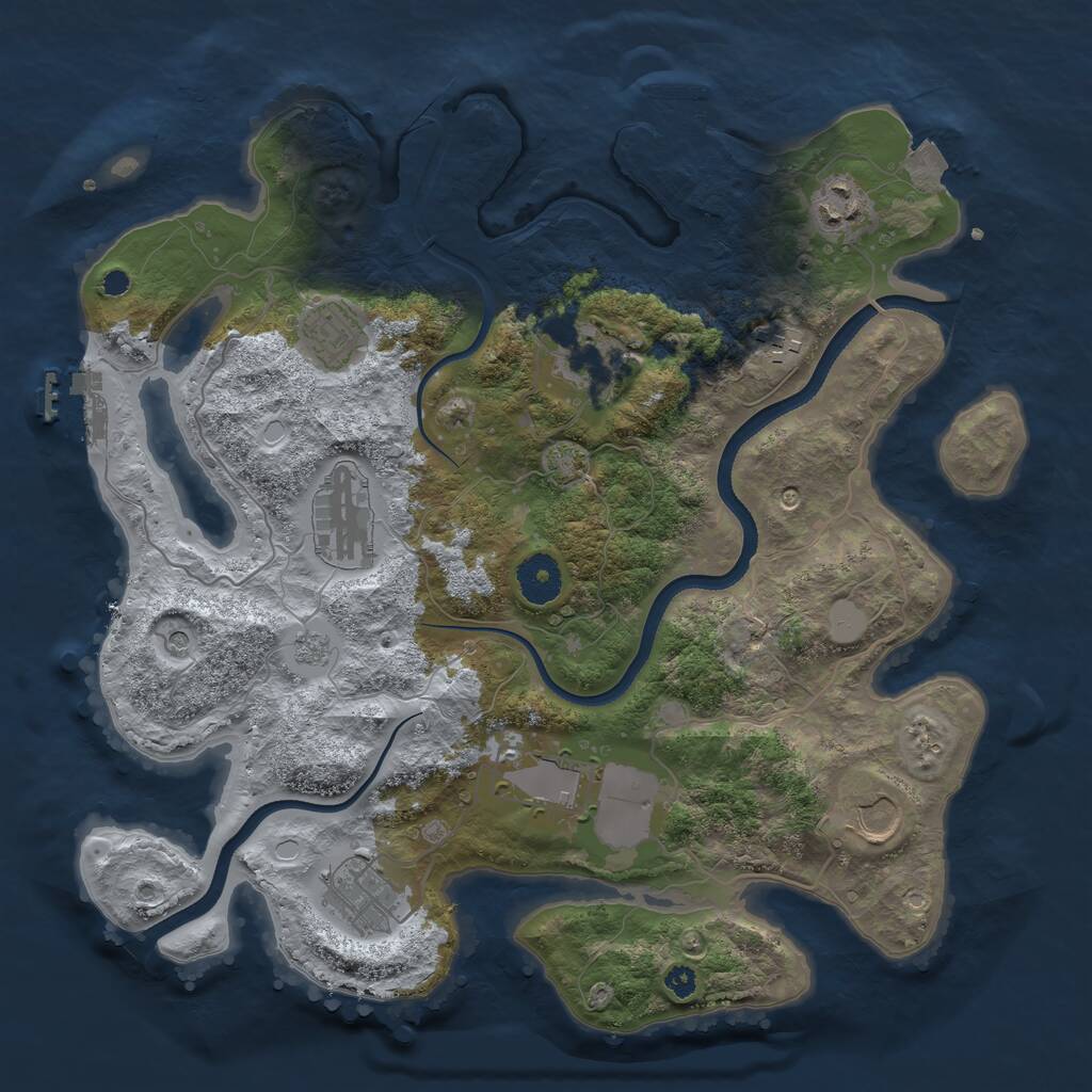 Rust Map: Procedural Map, Size: 3500, Seed: 1113322127, 14 Monuments