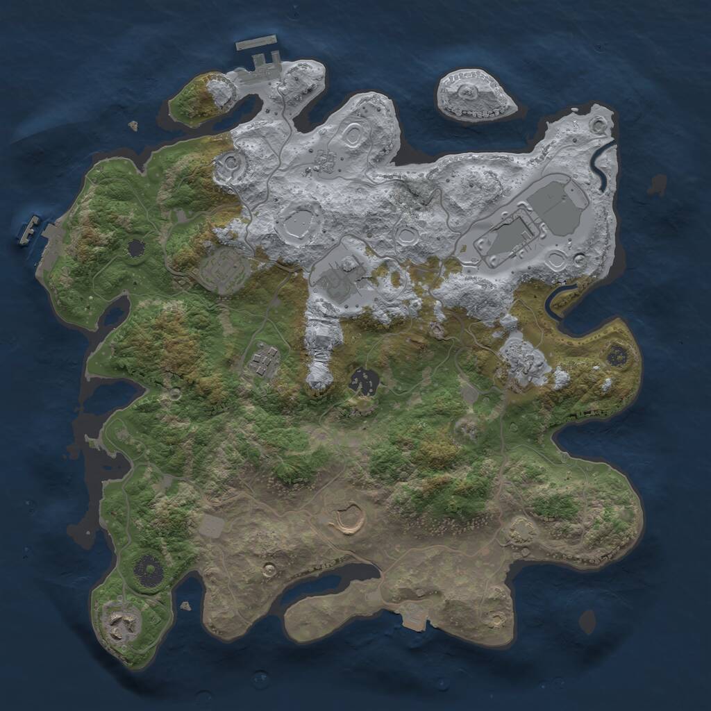 Rust Map: Procedural Map, Size: 3500, Seed: 1984845770, 14 Monuments